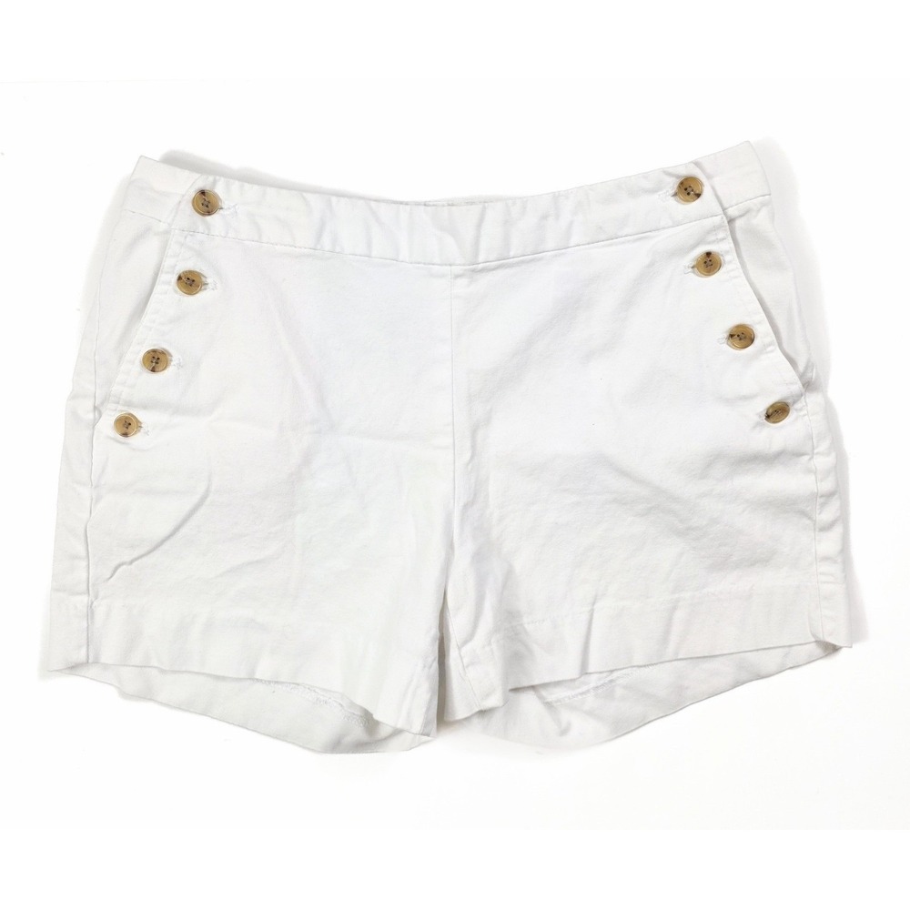 Banana Republic White Sailor Button Flat Front Twill Shorts Women's‎ Size 6